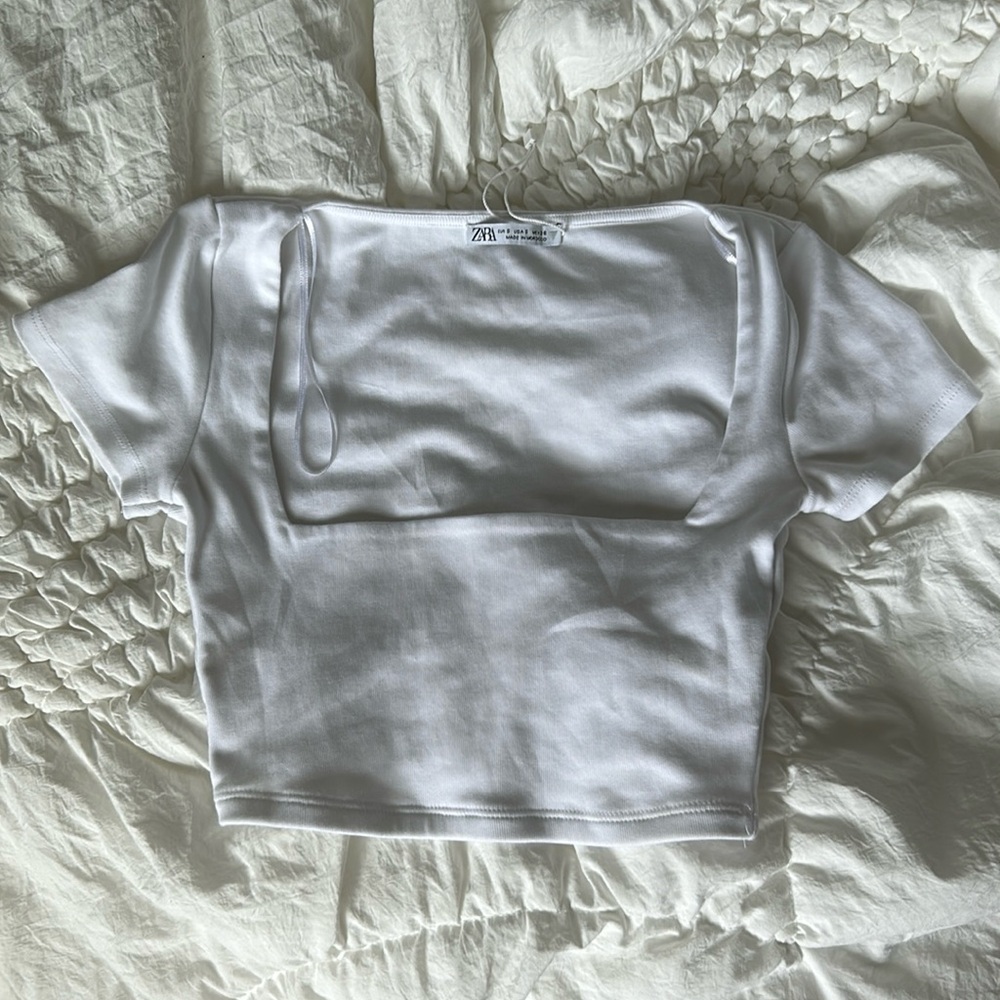 White square neck Zara top